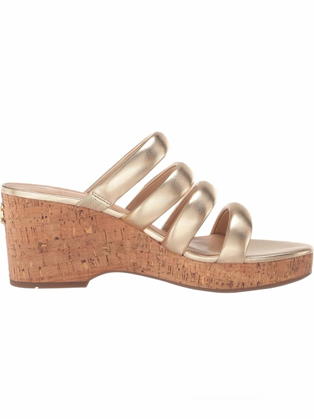 Sam Edelman Yuki Gold Metallic Cork Wedge Slide Sandals Strappy Platform 8.5 - Picture 10 of 11
